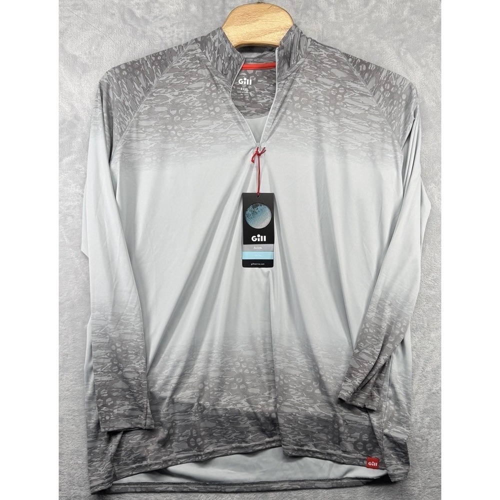 Gill UV Tec 1/4 Zip Long Sleeve Performance Shirt UV50+ Gray Men's 2XL‎ NWT